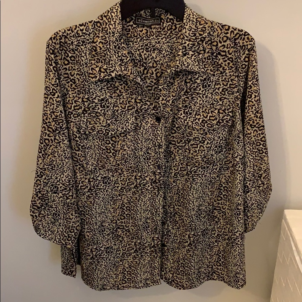 Button  down leopard print blouse